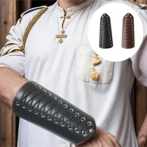 Adjustable Viking Style Wrist Guard, Role Play Accessory, Stage Performance & Halloween Costume, Faux Leather Knight Arm Armor