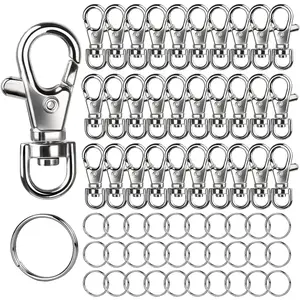 60PCS Metal Swivel Snap Hooks and Key Rings, 30PCS Small Lobster Claw Keychains Clasps and 30PCS Key Chain Ring for Keychain Clip, Key, Jewelry Making, Art Crafts, Silver
