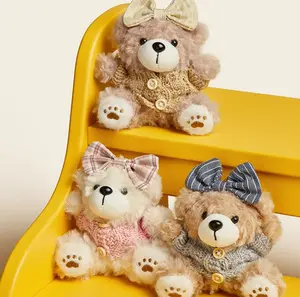 Cute Bear Plush Bag Charm Keychain for Women Handbag Backpacks Wallet Bow Tie Sweater Doll Clothing Bow Sweater Bear Keychain School Bag Decor Alloy Hanging Rope Bear Key Ring Jewelry Gift Fashion Trendy Accessories Creative 3.35x3.94 Inches