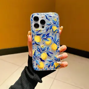 Lemon & Leaf Pattern Phone Case, Anti-drop Cellphone Protective Case, Total Protective Shockproof Mobile Phone Cover for iPhone