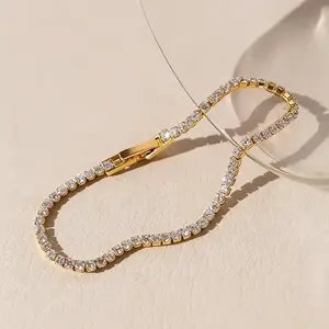 Elegant 4mm cubic zirconia tennis bracelet, 14K gold-plated 4mm AAAA+ grade cubic zirconia tennis bracelet—the perfect gift for your mother, wife, or loved one. Sizes range from 6.5 to 8.5 inches, making it an ideal birthday gift for both men and women.