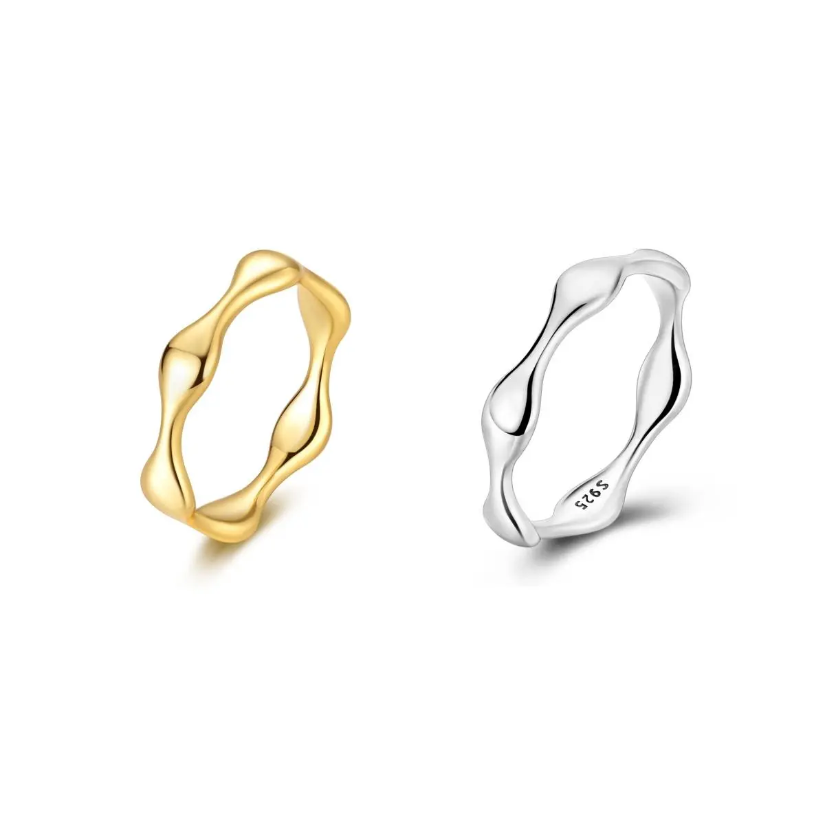 LAZA Teardrop Stacking Ring for Women, Platinum-plated 925 Silver Geometric Band, Minimalist Casual Jewelry, Anniversary Birthday Present Ideas, Everyday, Fashion Jewelry for Women
