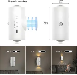 Rechargeable LED night light with human body motion sensor, RGB color-changing dimmable wall lamp, magnetic step lamp for bedroom, entryway, stairs, desk, or bathroom — indoor ambient lighting, plug-free, smart home lighting