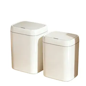 Hands-Free Smart Motion Sensor Trash Can | 12L/3.17 Gallon & 14L/3.69 Gallon | Fast Response, Quiet Closing, Sleek Design | White & Gray | for Kitchen Bathroom Living Room | Powered by 2 AA Batteries (Not Included) | Christmas Home Gift