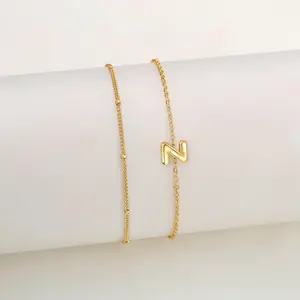 Tewiky Initial Bracelets for Women, Dainty Layered Beaded Letter Initial Bracelet Personalized 26 Alphabet Charm Bracelet Jewelry Gifts for Her