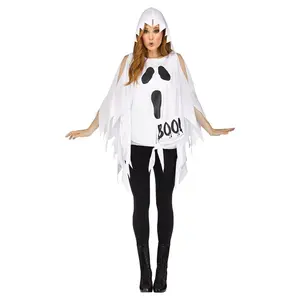 Women's Glitter Ghost Poncho Costume