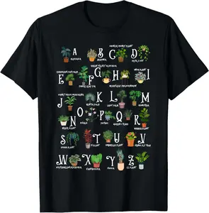 100% Cotton Plant Alphabet Gardener Gardening Plant Lover Women Men T-Shirt