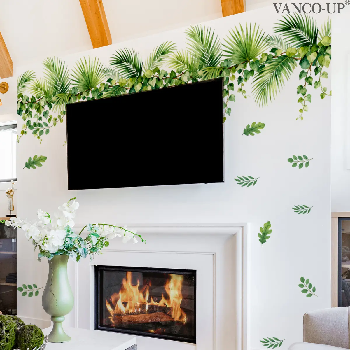 A (30*90cm) leaf and vine wall sticker for beautifying home and bathroom backgrounds, a decorative self-adhesive sticker Decoration Sticker N20475 DIY Stickers Graphic Decal