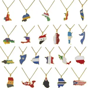 Hot Selling  Custom  Flag Map Pendant Necklaces,Jewelry  Unisex Gift Recommendation