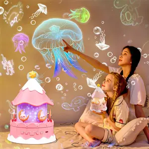 Kids Rotating Carousel Night Light Projector, 10 Songs & 21 Movies, Remote Control, 360° Stars, Unicorn Toy for Girls Room Decoration Gift