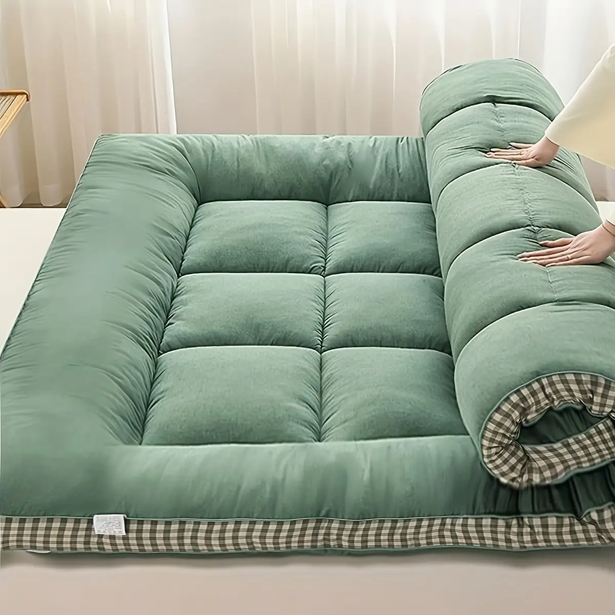 Cooling Mattress Futon Mattress Floor Mattress, Roll Up Mattress Tatami Mat, Thick Folding Sleeping Pad Breathable Floor Lounger Guest Bed For Camping