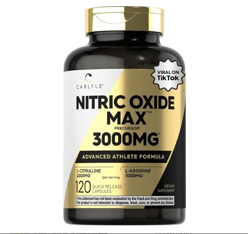 Carlyle Nitric Oxide Supplement 3000mg | 120 Capsules | with L-Arginine & L-Citrulline | For Men & Women | Pre & Post Workout | Non-GMO, Gluten Free