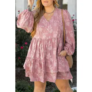 Peach Blossom Ruffle Plus Size Dress