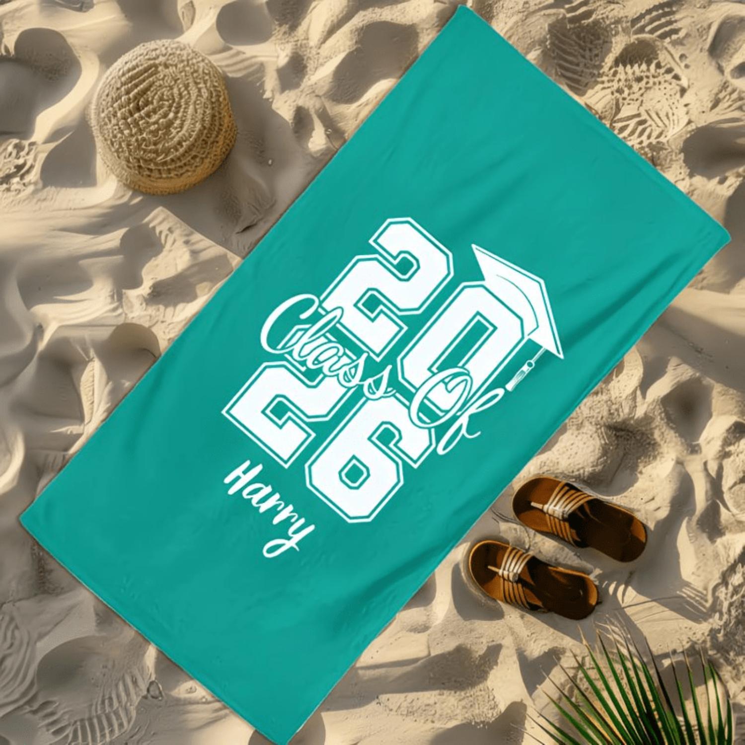 Personalized Class Of 2026 Graduation Towel, Custom Name Senior Gift- Soft, Highly Absorbent Microfiber, Lightweight, Ideal for Beach Outings, Parties, Travel, Camping- Beach Accessories| Artistic Beach Towel 30*60in