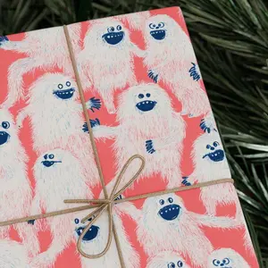 Abominable Snowman Christmas Wrapping Paper - Offbeat Christmas, Funky Unique Weird Fun Bigfoot Gift Wrap D031213