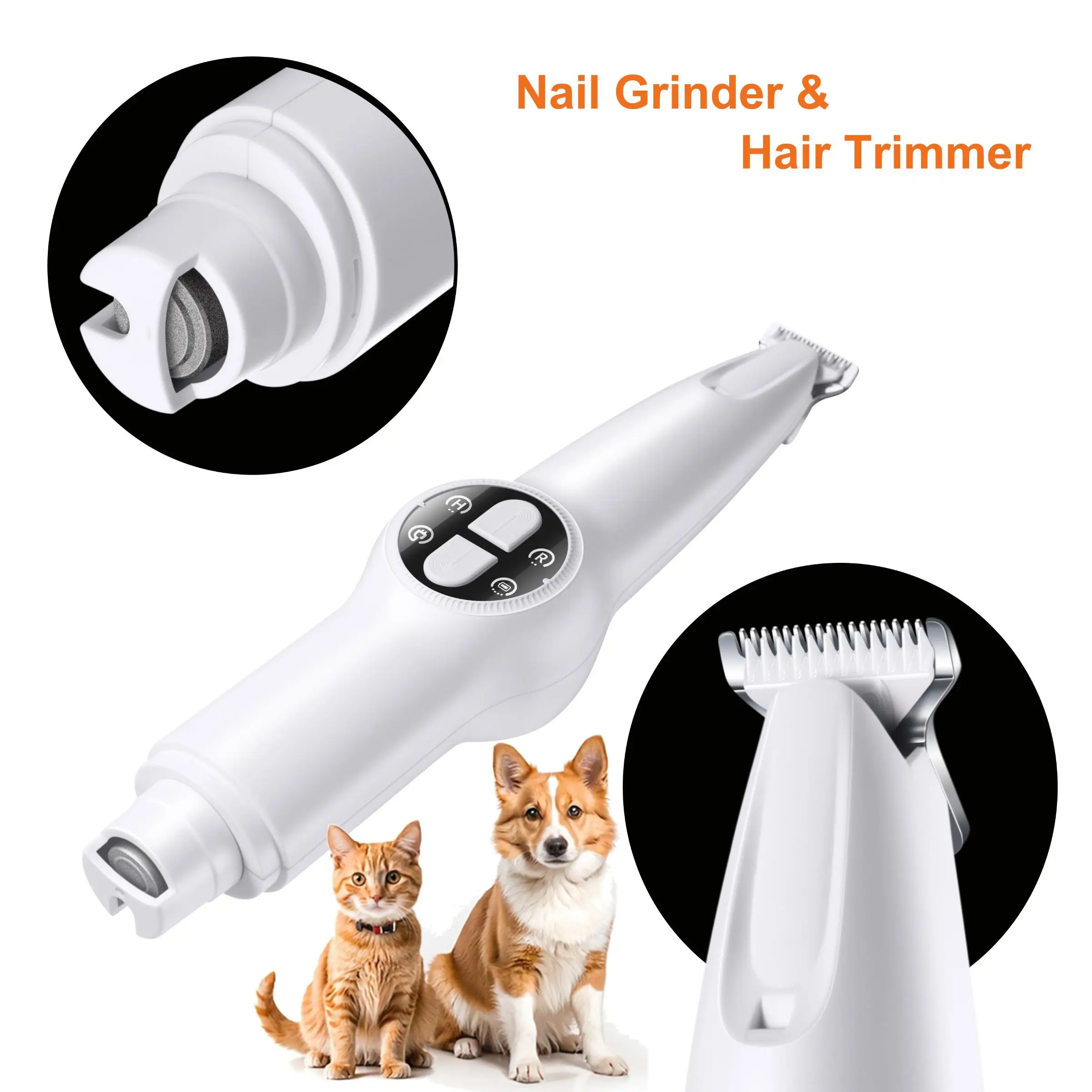2 in 1 Electric Dog Nail Care Tool & Partial Hair Trimmer, Quiet Cat Paws Nail Grooming Trimmer Tools, Pet Supplies, Christmas Gifts, Cat Nail Clipper