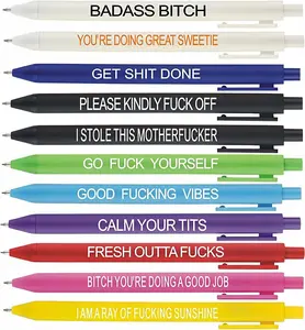Cityhermit 11Pcs Funny Adult Ballpen Set - Premium Days of the Week Swear Cuss Word Pens, Metal Clips, Colorful, Medium Point, Quick Dry Ink for Office Gifts, Coworkers