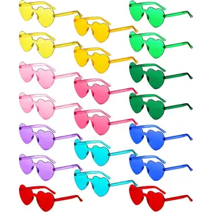 10 Pairs Heart Shaped Sunglasses Rimless Candy Color Glasses for Women Men Party Favor