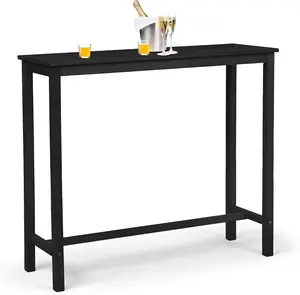 summervibes Wooden Outdoor Bar Table, Wood Patio Counter Height Table, Weather-Resistant Patio Pub Table for Garden, Balcony, Poolside, Backyard