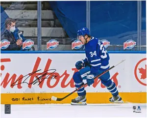 Auston Matthews Toronto Maple Leafs Autographed 16" x 20" Goal Celebration Photograph with "2021 Rocket Richard" Inscription - Fanatics Authentic Certified