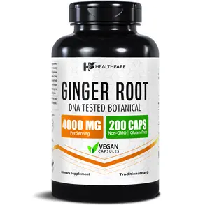 HealthFare Ginger Root Extract 4000mg | Supplement | 200 Vegan Pills | Digestive Support | High Potency | Non-GMO, Gluten-Free | Made in USA
