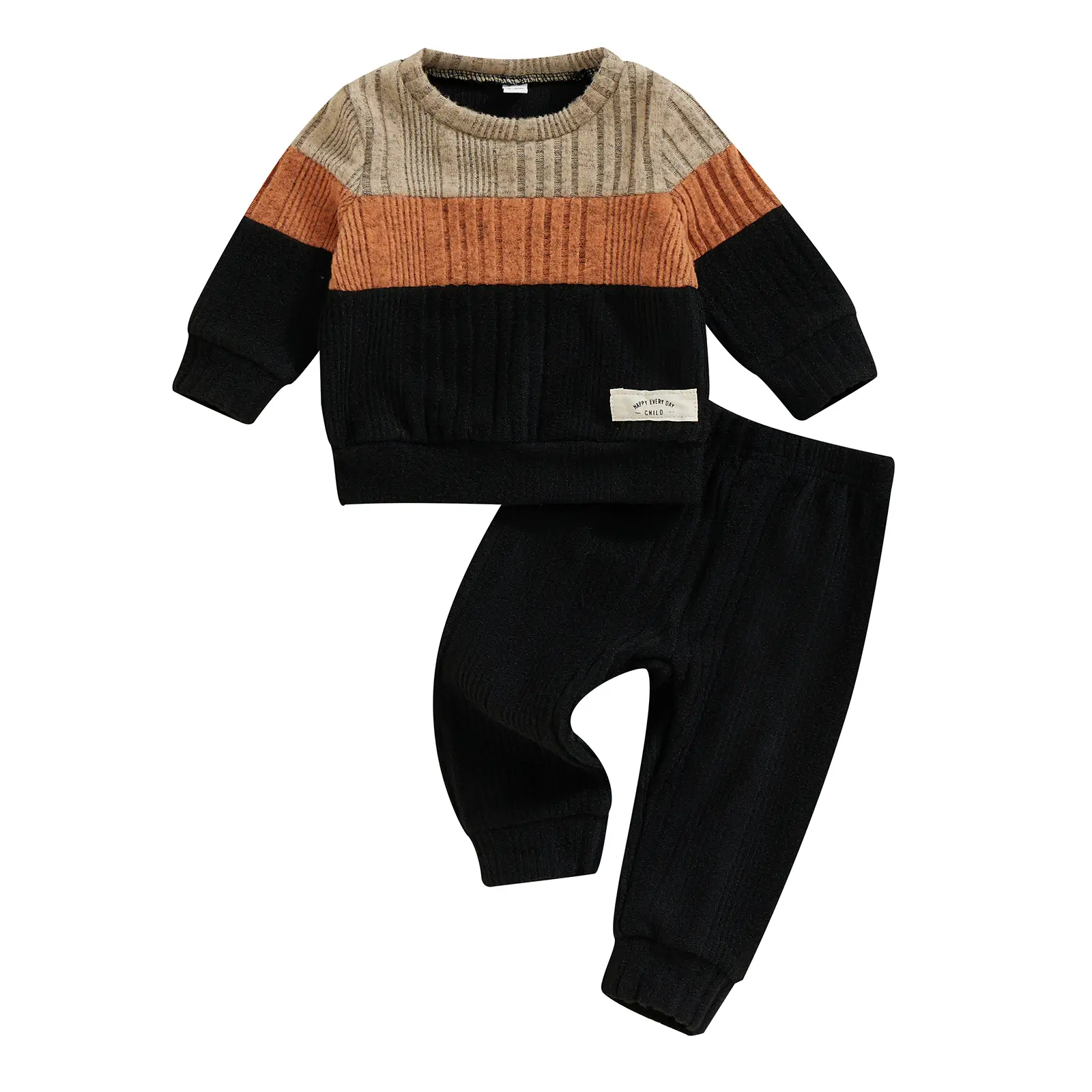 Toddler Baby Boy Fall Winter Clothes Outfits Colorblock Sweater Top Sweatshirt+Long Pants Set