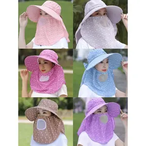 Summer Sun Hat with Detachable Face Cover UV Resistant Breathable for Travel Camping