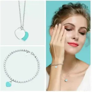 3-piece heart-shaped pendant necklace bracelet earrings, suitable for Valentine's Day gifts, love gifts, birthday gifts
