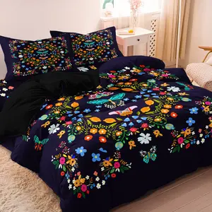 3pcs/Set Rich And Colorful Flower Garlands Plant Printing Bedding Duvet Covers,Butterfly Animals Digital Printing Set Duvet Cover,Soft Comfortable Bedding Set For Home Bedroom Hotel,(Including 1 Duvet Cover & 2 Pillowcases,No Core),Decorative Duvet Cover