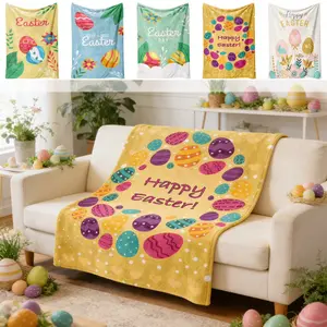 Easter Fleece Throw Blanket Easter Decoration Blanket Soft Breathable Warm and Comfortable Blanket for Bed, Sofa, Chair, Camping and Travel