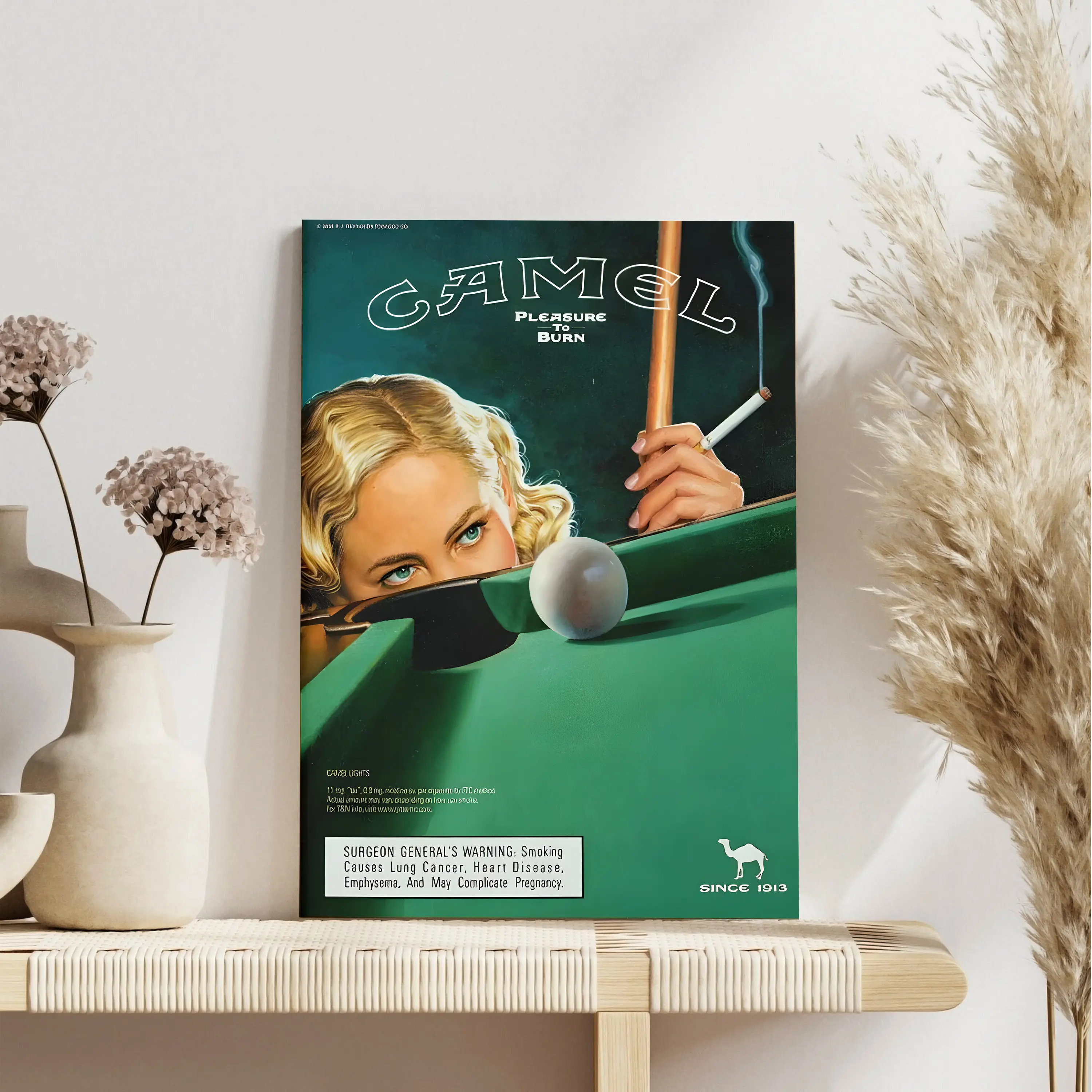 Vintage Camel Poolhall Pinup Poster Print (Frameless) - A Great Choice for Home Decor Wall Hangings custom handmade decoration book lover gift Decorative Artwork Bathroom Wall Art