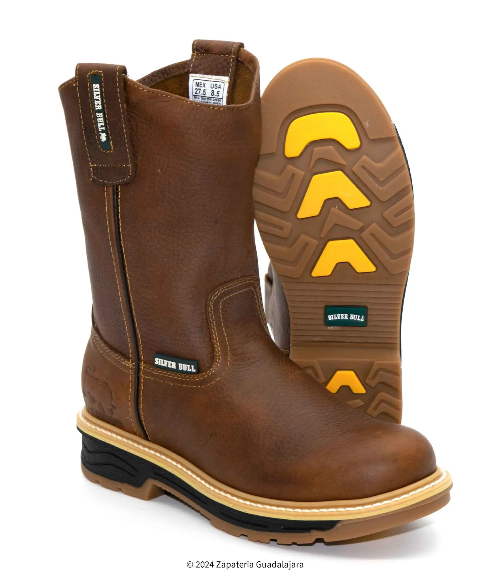 10" Soft toe pull on Ocre Grasso double density sole leather work boot-SB2060 Footwear Closed