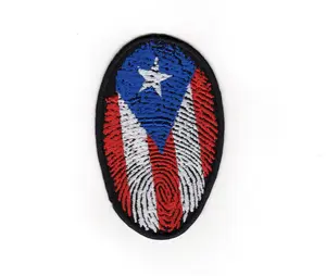 Puertorican Flag Fingerprint embroidered patch
