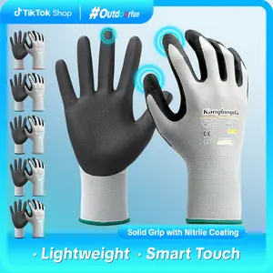 Nitrile Coated Safety Protective Work Gloves with Grip  – Lightweight, Durable, Breathable