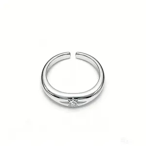 Minimal Curved Dome Single CZ Silver RingMirror Polished Comfort Band | Stackable Accessory for Office, Date & Casual Daily Outfits!