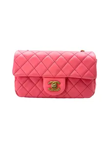 Pre-owned CHANEL leather Crossbody Bags Mini CF Pink Quilted Flap Bag With Gold Hardware(LH***T7) IRIS150