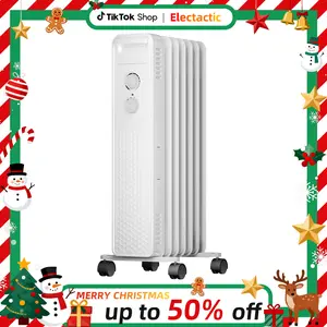 Electactic 1500W Oil Filled Heater, 7-Fin Portable Space Heater with Adjustable Thermostat, 3 Heat Settings, Tip-Over & Overheat Protection, Quiet Radiator for Bedroom, Office, Indoor Use