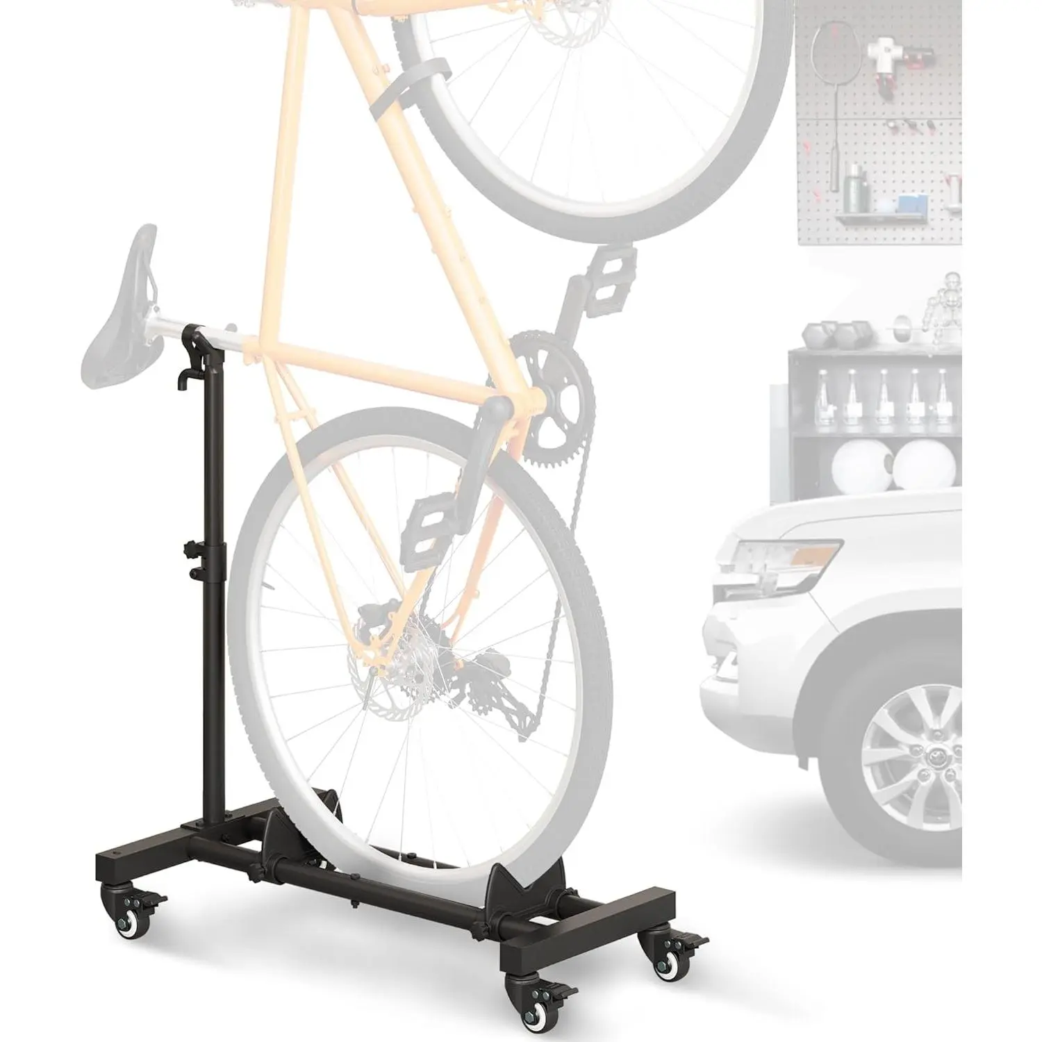 Vertical  Stand, Freestanding Indoor  Storage Rack Upright Bicycle Floor Stand Indoor  Holder with Adjustable Height for Garage & Apartment - for Wheels Sizes up to 29"