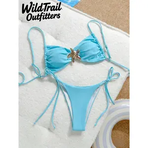 Women's Halter   Starfish Brazilian Piece Bathing Suit with Metal Adjustablesexy whitTummy CSwimsuit high waist boyshorts cutout rise transparent mesh skirt cfloral sibeaHigh-Waistefashion swimwear two-piece swimsuidisbikini bottoms waisted crochet bikini