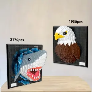 3D Wall Art Shark Animal Mini Building Set, Unique Home Decor for Adults, Desktop Display, Christmas, New Year, Birthday Gift