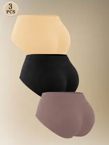 3 Pcs JOINBUY Butt-Lifting Tummy Control Underwear Soft Breathable Shaping Panties with Removable Pads Heart Lift & Mid for Daily Wear Elegant Triangle Briefs No Bulk Shapewear Shorts Womenswear Ice Silk Low Waist tydal womens  zip  up  sports  bra active