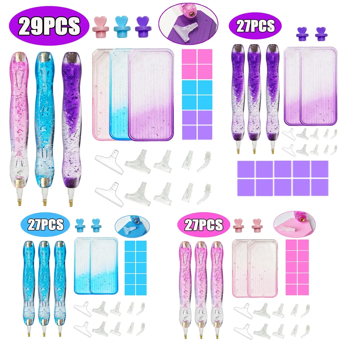 Gradient Dual Color Diamond Painting Pen Set, Includes Tray & Replacement Tips, 27/29pcs Art Accessories, Diamond Painting Tools, Perfect Gift for Beginners, Diamond Painting Kit
