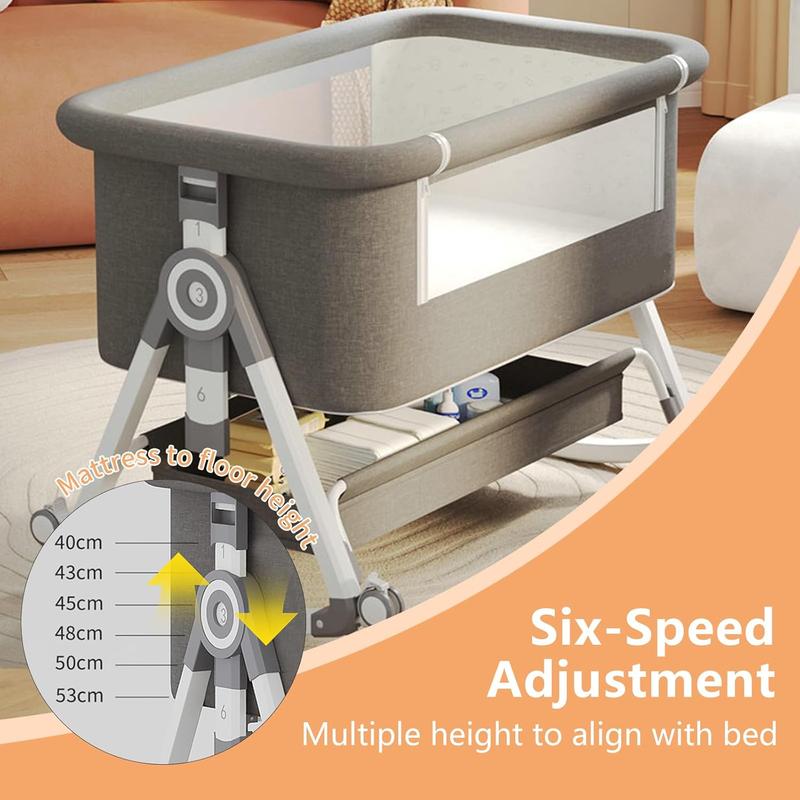 Virplik 4-in-1 Portable Baby Bassinet with Mosquito Net, Rocking Function, Storage Basket, Adjustable Height, Foldable Design, Wheels, Mattress, Crib for Newborns Bassinet with Mattress Virplik 4-in-1 Portable Baby Bassinet with Mosquito Net, Rocking Function, Storage Basket, Adjustable Height, Foldable Design, Wheels, Mattress, Crib for Newborns Bassinet with Mattress