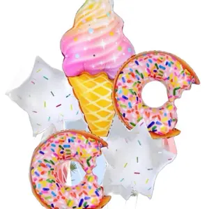 5PCS  Ice cream, Donuts with Shape Aluminum, stars Film Balloon. Birthday ballons, Festivals, summer party decorations and more
