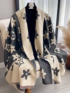 Women's Casual Woven Floral Print Scarf, Thick Fabric, Warm & Comfortable, Perfect for Fall Winter Spring Summer, Daily Wear Accessory