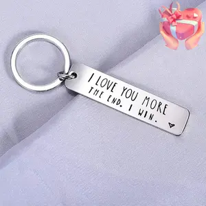 Creative Slogan Metal Keychain, Stainless Steel Key Ring with Long Bar Pendant for Car Keys, Cute Fashion Accessory for Men and Women, Perfect Valentine's Day Gift and Keychain for Bags