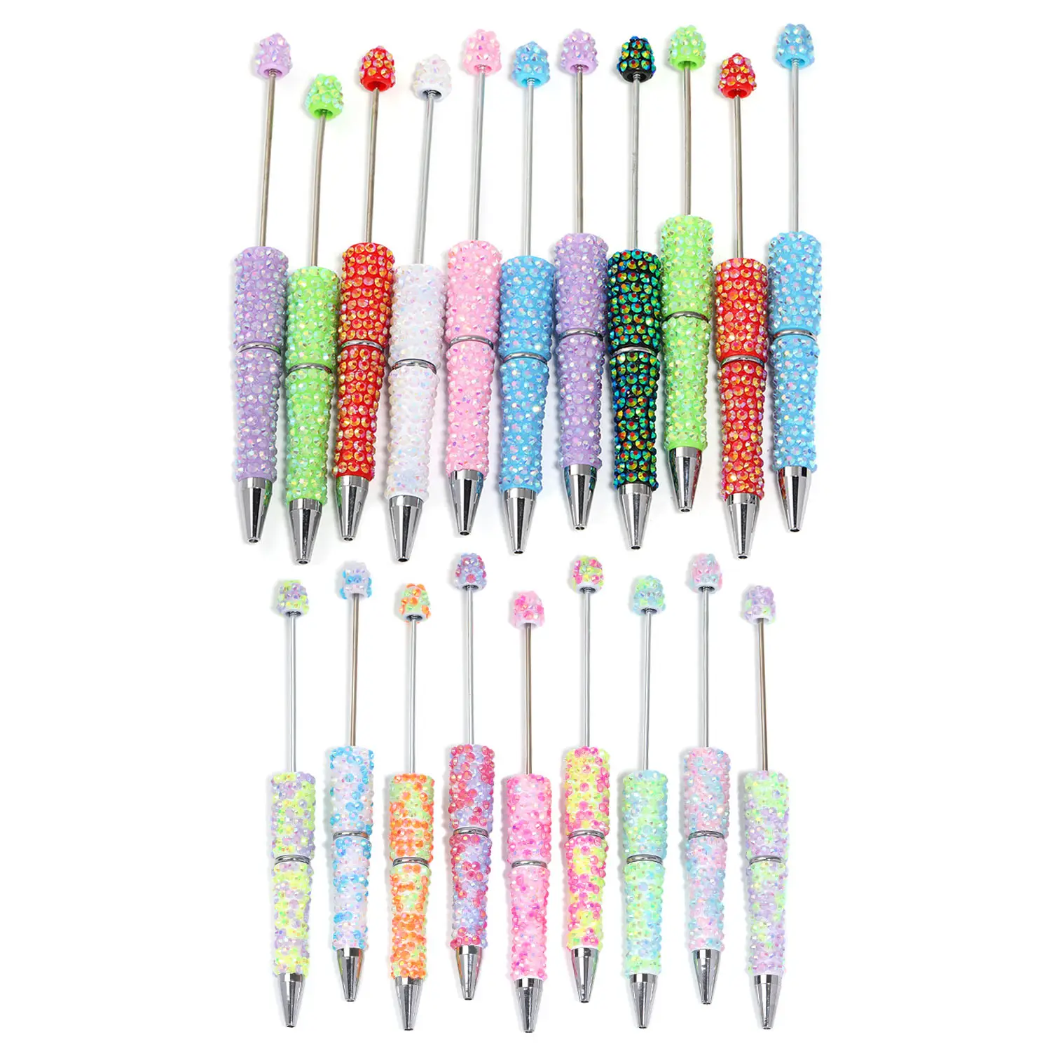【P160】5pcs Beadable Pens in Solid Colors with Rhinestones and Flatback Pearls