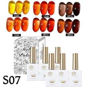 6-Piece Gel Nail Polish Set, Shimmering Transparent & Opaque Shades, Fall Winter Nails, Salon-Quality, 15ML Bottles, Gradient Nails Tool