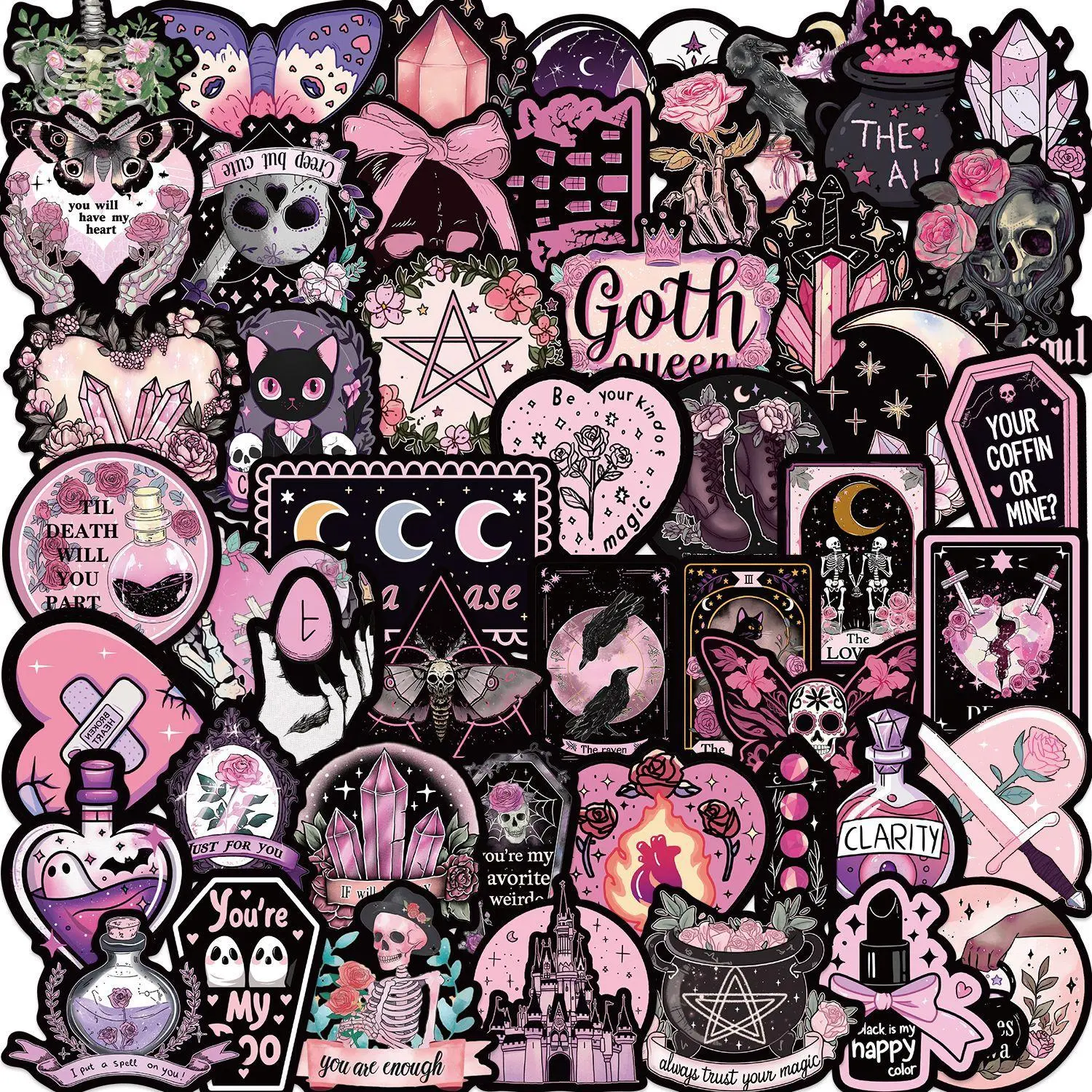 Decorative stickers Cartoon Gothic Pattern Sticker, Waterproof Self Adhesive Decor Paper, Decor Sticker for Greeting Card Water Bottle Laptop Phone Motorcycle Car