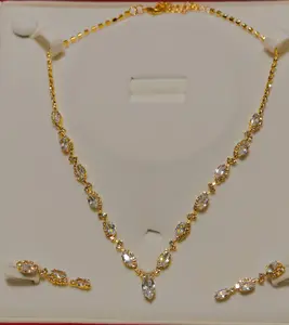CZ AD Necklace Set 18k Gold Plated